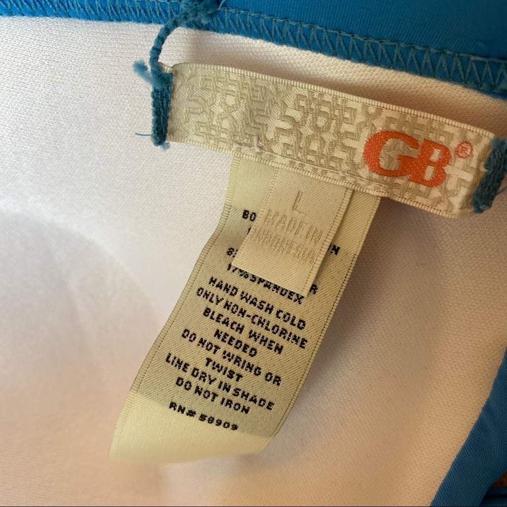 GIANNI BINI GB Two Piece Swimsuit In Colorblock Blue/White/Orange In Size L - Picture 4 of 7
